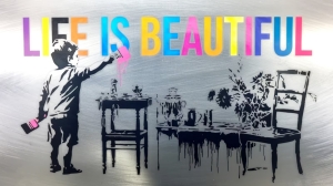 Hommage-Banksy---Life-is-beautiful----Silber-Edition