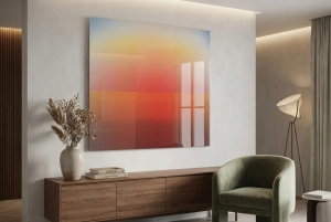 Einzelstck-Abstrakte-Farbfeldmalerei--Rot---Orange-Tne