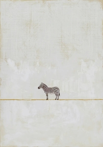 Minimalismus-Abstrakt-einsamer-winziger-Zebra-creme-beige---Edition-of-50