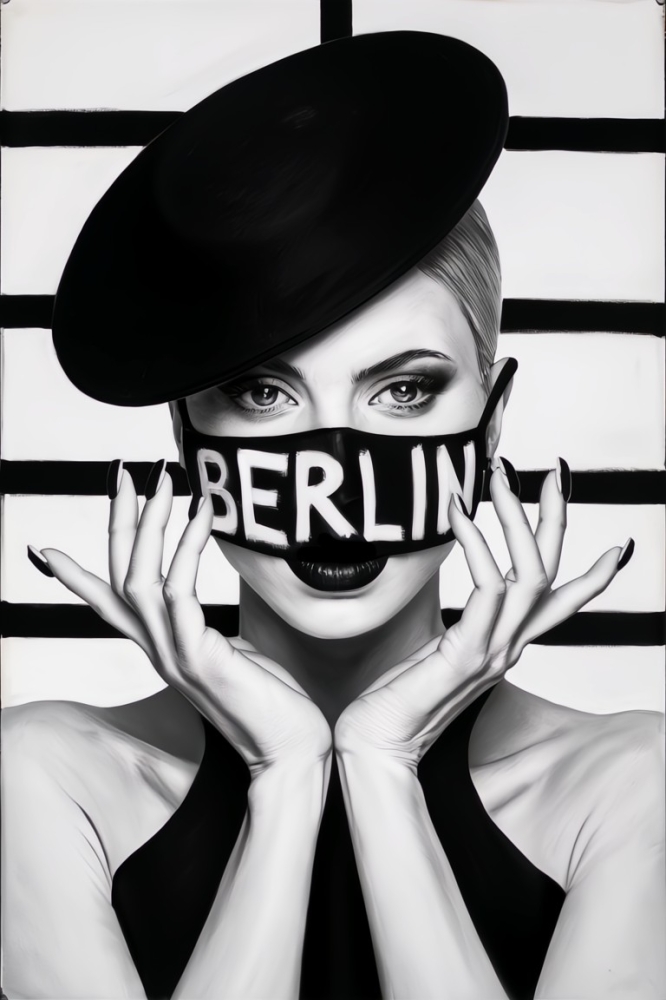 Bild 1 von S/W City Female - Berlin  / (Größe) 50x70 cm 2 cm Leinwand gespiegelt