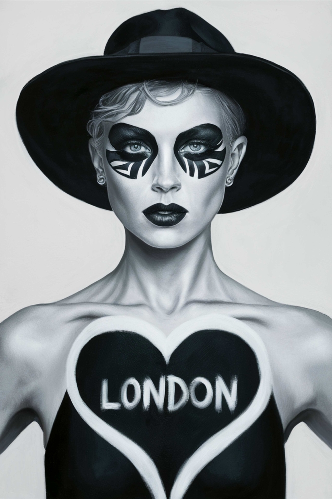 Bild 1 von S/W City Female - London  / (Größe) 50x70 cm 2 cm Leinwand gespiegelt