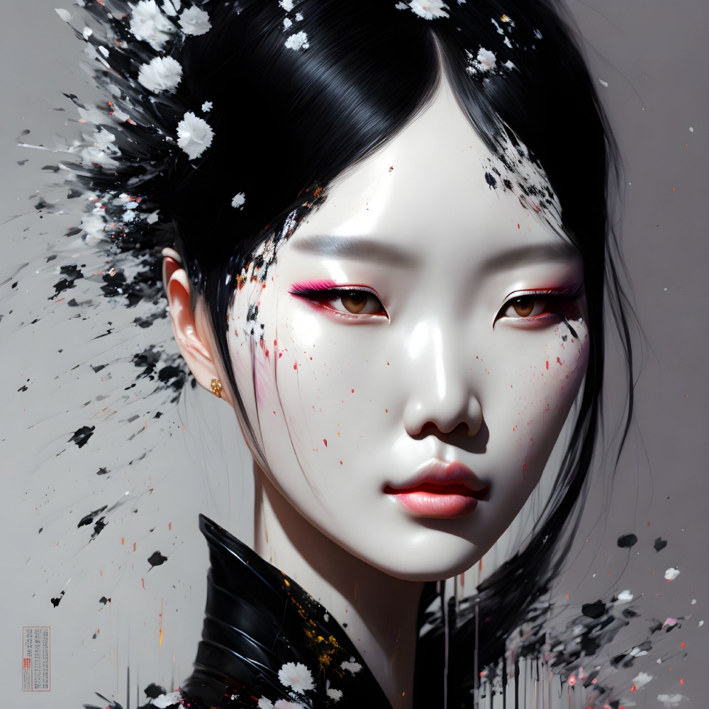 Bild 1 von Portrait Asia Female 01 by Felix von Altersheim  / (Größe) 120 cm x 120 cm 3 mm Silber Alu gebürstet inkl. Halterungen beigelegt