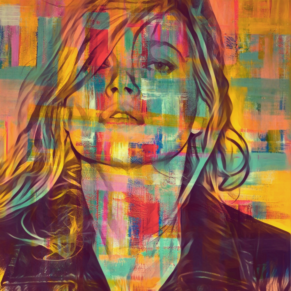 Bild 1 von Motiv Kate Moss Abstract Game 02 by Felix von Altersheim  / (Größe) 60 cm x 60 cm 3 mm Alu Dibond Klarlack veredelt/inkl. Halterungen beigelegt