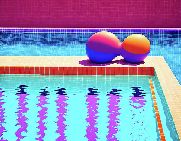 Bild 1 von Motiv Swimming Pool Bauhaus 04 by Felix von Altersheim  / (Größe) 160 cm x 120 cm 5 mm Acrylglas XT weiss/kaschiert 100 % inkl. Halterungen beigelegt