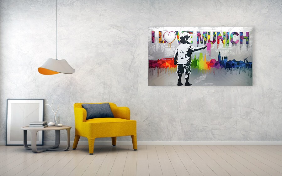 Bild 1 von Hommage Banksy - Skyline -  I Love München  - Silber Edition
