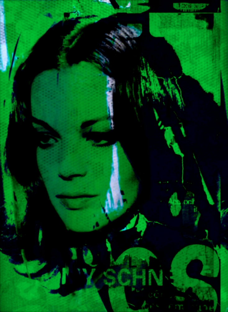 Bild 1 von Motiv Romy Schneider Vintage Green by Felix von Altersheim  / (Größe) 40 cm x 50 cm 5 mm Acrylglas XT weiss/kaschiert 100 % inkl. Halterungen beigelegt