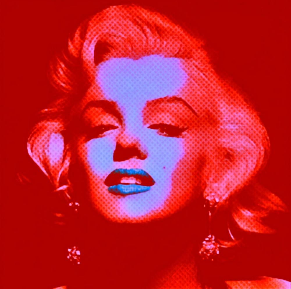 Bild 1 von Motiv Marilyn Monroe NEON Blue Lips Ultra HD by Felix von Altersheim  / (Größe) 90 cm x 90 cm 2 cm Leinwand gespiegelt