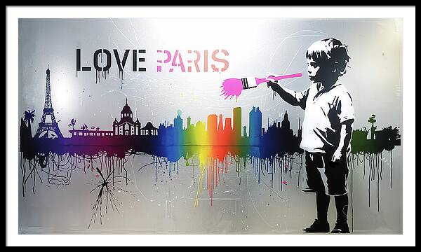 Bild 1 von Hommage Banksy - Skyline -  I Love Paris - Silber Edition