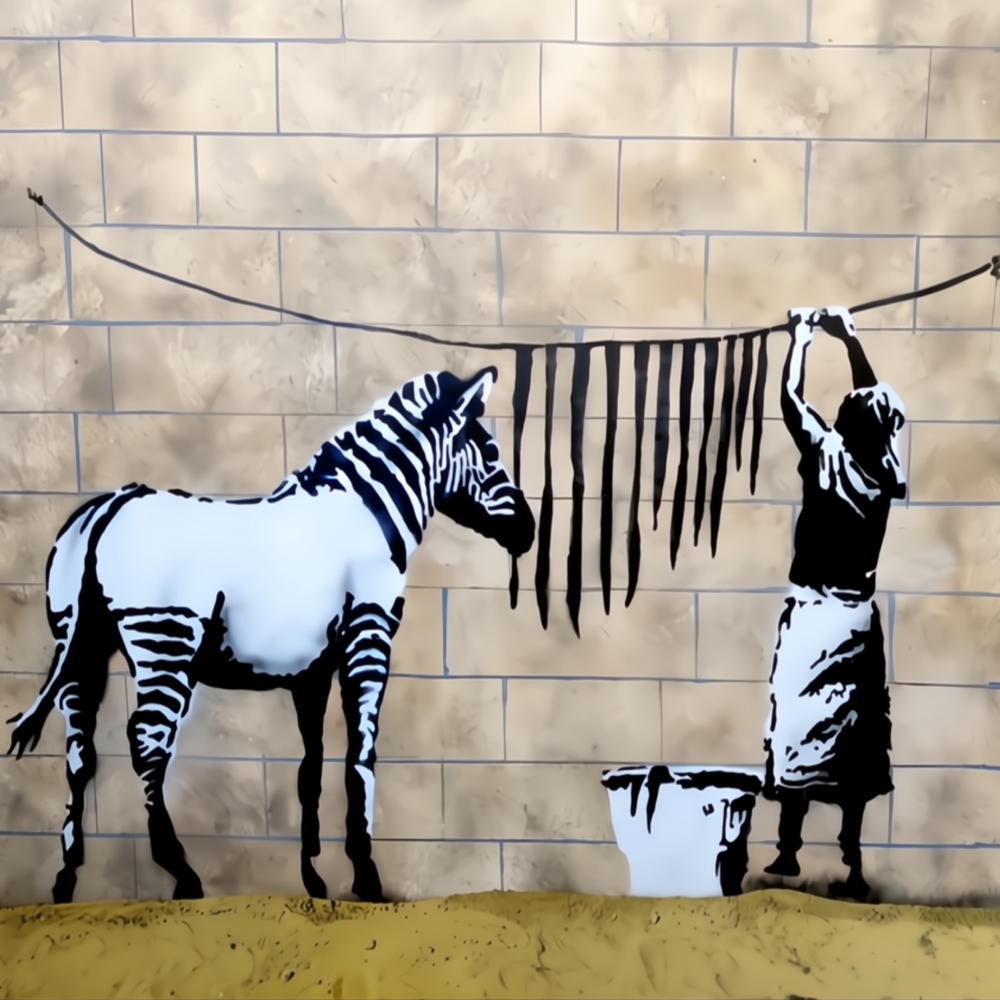 Bild 1 von Banksy Hommage 06 Dokumentation Kunstfotografien by Jo Paffy  / (Größe) 140 cm x 140 cm Gallery Print/Acrylglas/Alu Dibond/Fotopapier inkl. Halterungen vormontiert