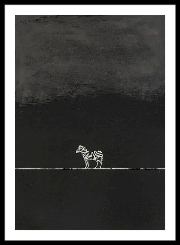 Bild 1 von Minimalismus Abstrakt einsamer winziger Zebra grau schwarz - Edition of 50