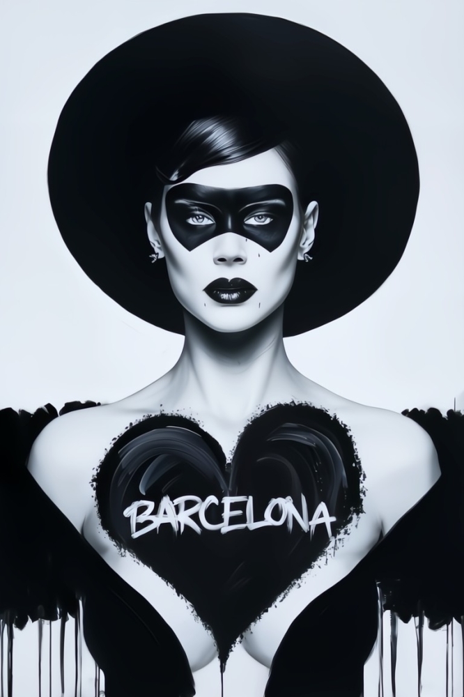 Bild 1 von S/W City Female - Barcelona  / (Größe) 50x70 cm 2 cm Leinwand gespiegelt