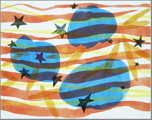 Bild 1 von WV-Nr: 2013-03''stars, stripes and clouds'' 2013, 110 x 140 cm, Acryl auf Leinwand