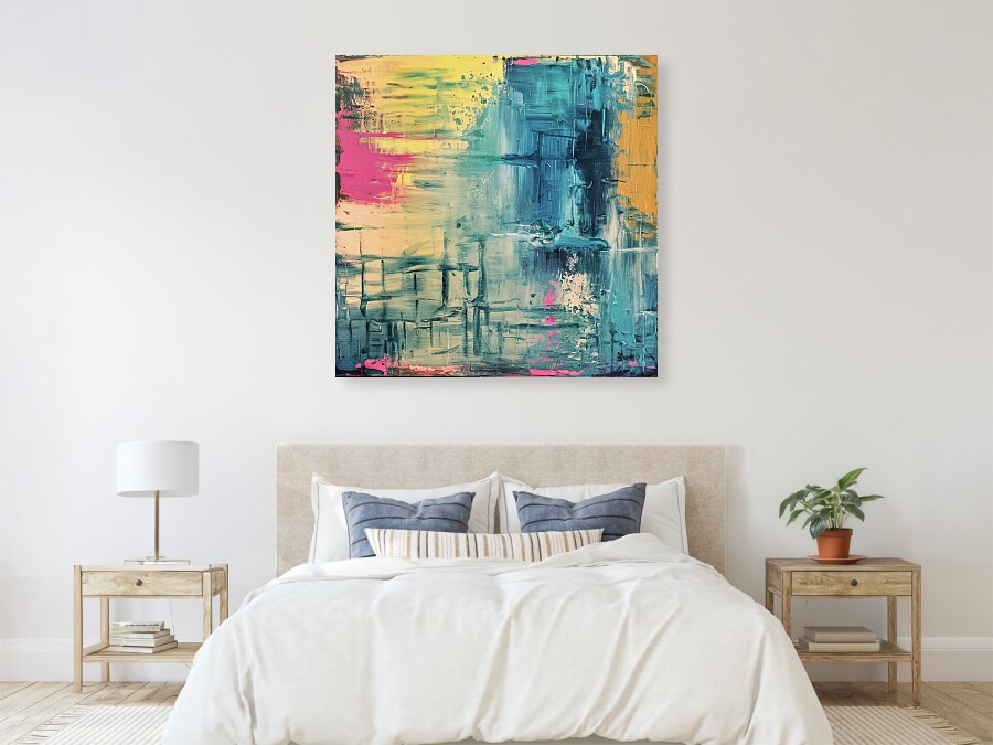 Bild 1 von Ocean Blue Summer Abstrakt Nr. 4  / (Größe) 100x100 cm 2 cm Leinwand gespiegelt