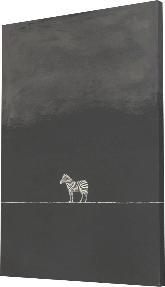 Bild 1 von Minimalismus Abstrakt einsamer winziger Zebra grau schwarz - Edition of 50
