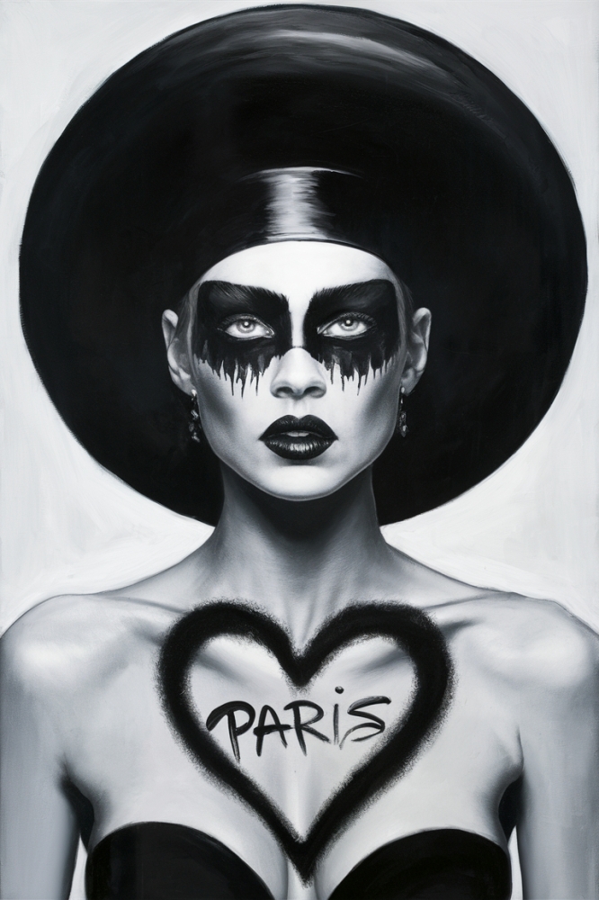 Bild 1 von S/W City Female - Paris  / (Größe) 60x80 cm 2 cm Leinwand gespiegelt