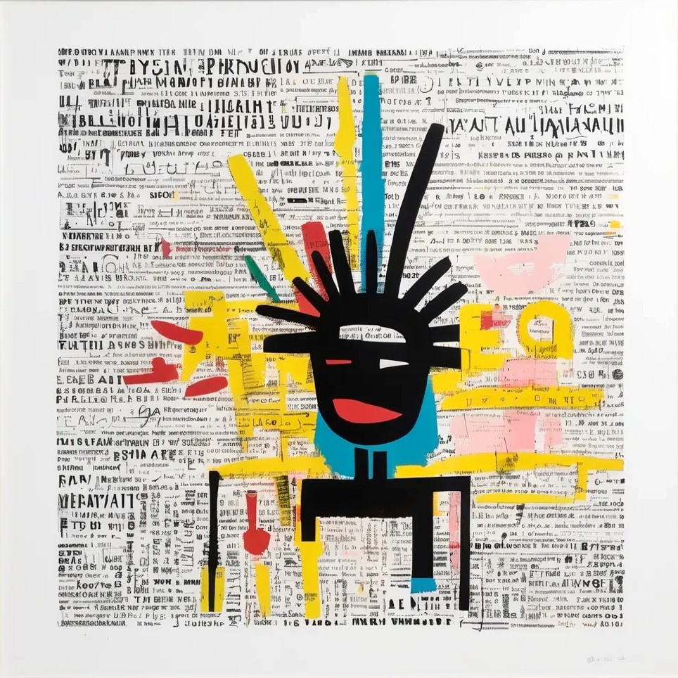 Bild 1 von Einzelstück - Hommage an J.M. Basquiat  Urban Figurative 02 95x95 cm