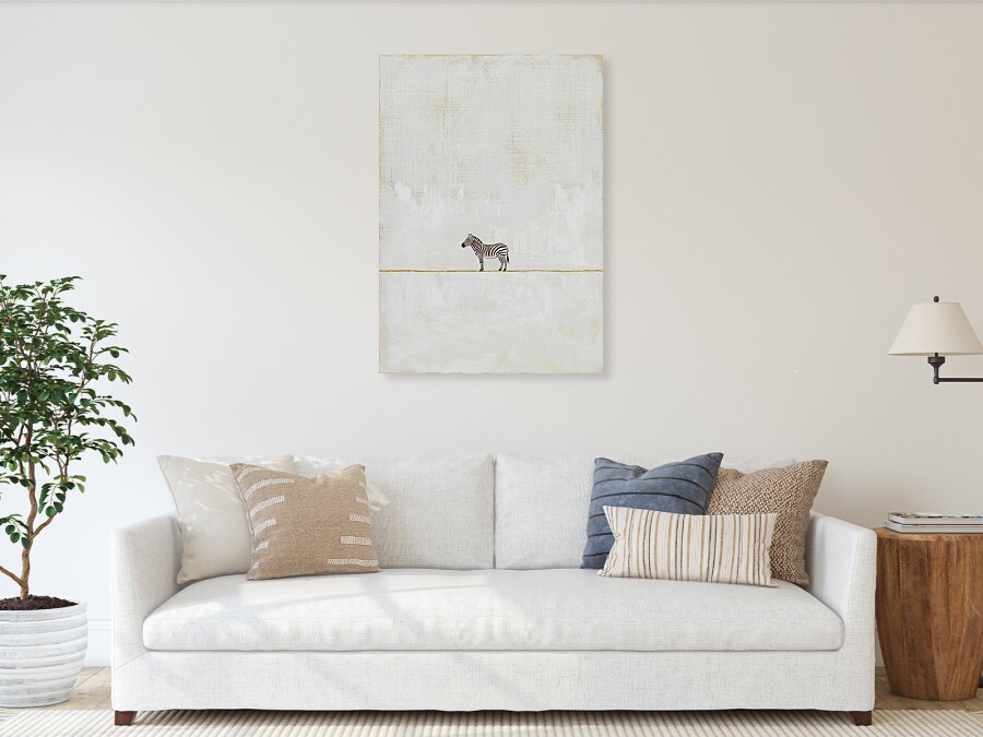 Bild 1 von Minimalismus Abstrakt einsamer winziger Zebra creme beige - Edition of 50