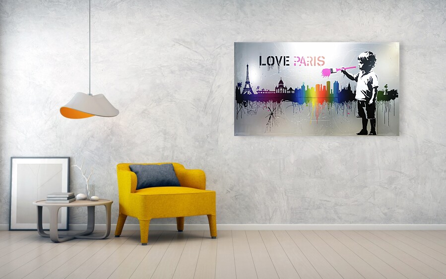 Bild 1 von Hommage Banksy - Skyline -  I Love Paris - Silber Edition