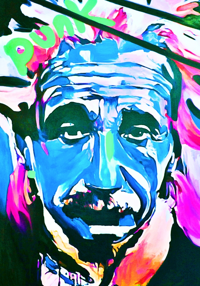 Bild 1 von Albert Einstein Punk Blau by Felix von Altersheim  / (Größe) Du hast einen anderen Wunsch? Schreib uns eine Nachricht! Dein Wandbild erhältlich ab: