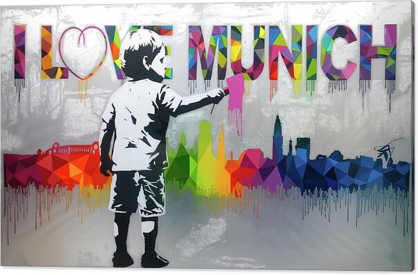 Bild 1 von Hommage Banksy - Skyline -  I Love München  - Silber Edition