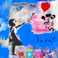 Hommage Girl with Balloon Social Media Blau by Felix von Altersheim