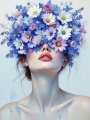 Abstrakte Weibliche Portrait - Farbe Blau Flora 10
