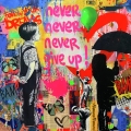 Einzelstück! Never give up Banksy Hommage 130x130 cm by Felix von Altersheim