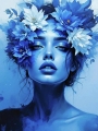 Abstrakte Weibliche Portrait - Farbe Blau Flora 13