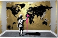 Bild 2 von Hommage Banksy - Weltkarte - Gold Brush 02