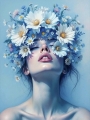 Abstrakte Weibliche Portrait - Farbe Blau Flora 11