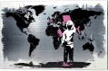 Bild 2 von Hommage Banksy - Weltkarte - Pink Brush 01