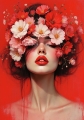 Abstrakte Weibliche Portrait - Farbe Rot Flora