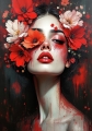 Bild 1 von Abstrakte Weibliche Portrait - Farbe Rot Flora 02  / (Größe) 70x100 cm 2 cm Leinwand gespiegelt