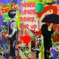 Never give up Banksy Hommage/Yellow by Felix von Altersheim