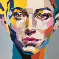 Abstrakt Cubism Female Portrait 11 by Samuel Richter