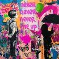 Einzelstück! Hommage an Never give up Banksy Hommage 70x70 cm